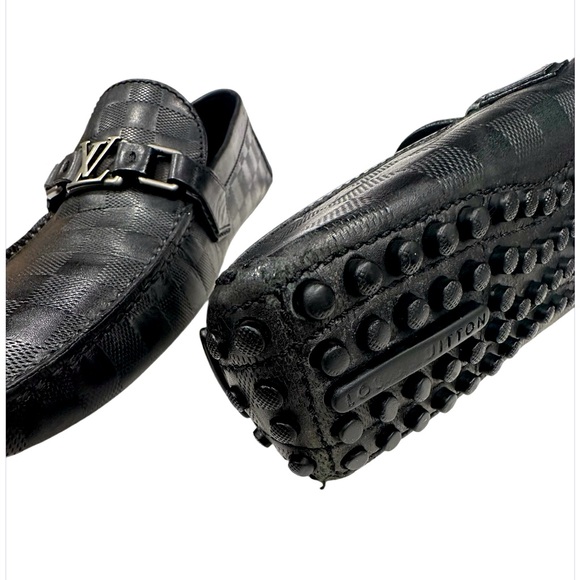 Louis Vuitton Black Damier Leather Hockenheim Slip On Loafers Size 8 Uk/ 9 US - Picture 6 of 11